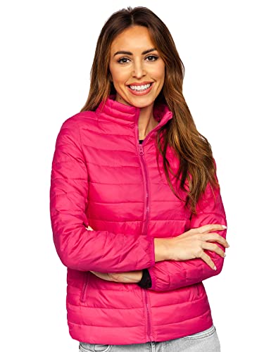 BOLF Damen Übergangsjacke Steppjacke Stehkragen Daunenjacke Reißverschluss Sportjacke Zip Wärme Freizeit Sport Basic Outdoor Casual Style 1141 Rosa L [D4D] von BOLF