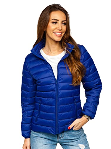 BOLF Damen Steppjacke Übergangsjacke Daunenjacke Reißverschluss Sportjacke Gepolstert Zip Outdoor Casual Style J.STYLE 20311 Blau M [D4D] von BOLF