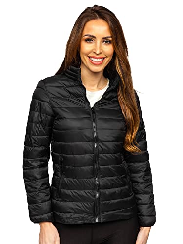 BOLF Damen Steppjacke Übergangsjacke Daunenjacke Reißverschluss Sportjacke Gepolstert Zip Outdoor Casual Style J.STYLE 20311 Schwarz M [D4D] von BOLF