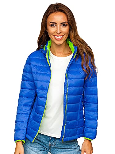 BOLF Damen Übergangsjacke Leichte Steppjacke mit Kapuze Freizeitjacke Parka Jacke Regenjacke Windjacke Sportjacke Reißverschluss Wärme Outdoor Modellauswahl FREESTEP AB054 Hellblau XL [D4D] von BOLF