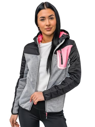 BOLF Damen Übergangsjacke Steppjacke Reißverschluss Outdoorjacke Schuljacke Classic Hoodie Freizeitjacke Herbst Style KSW4006 Schwarz S [D4D] von BOLF