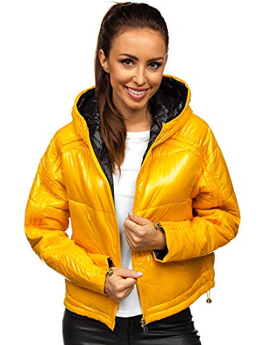 BOLF Damen Übergangsjacke Steppjacke Reißverschluss Outdoorjacke Schuljacke Classic Hoodie Freizeitjacke Herbst Style S-WEST B9553 Gelb XL [4D4] von BOLF