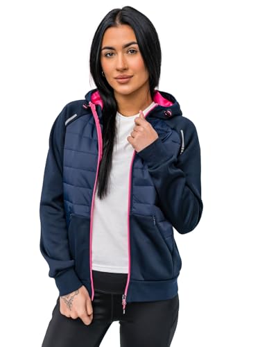 BOLF Damen Übergangsjacke Steppjacke Reißverschluss Outdoorjacke Schuljacke Classic Hoodie Freizeitjacke Sport Style KSW4009 Dunkelblau S [D4D] von BOLF
