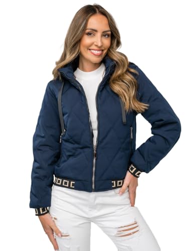 BOLF Damen Übergangsjacke Steppjacke Stehkragen Daunenjacke Reißverschluss Sportjacke Zip Wärme Freizeit Sport Basic Outdoor Casual Style 16M9085 Dunkelblau S [D4D] von BOLF
