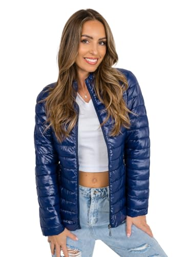 BOLF Damen Übergangsjacke Steppjacke Stehkragen Daunenjacke Reißverschluss Sportjacke Zip Wärme Freizeit Sport Basic Outdoor Casual Style 16M9108 Dunkelblau L [D4D] von BOLF