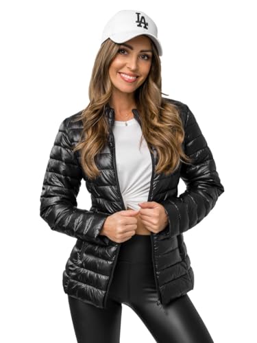 BOLF Damen Übergangsjacke Steppjacke Stehkragen Daunenjacke Reißverschluss Sportjacke Zip Wärme Freizeit Sport Basic Outdoor Casual Style 16M9108 Schwarz XL [D4D] von BOLF