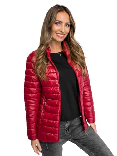 BOLF Damen Übergangsjacke Steppjacke Stehkragen Daunenjacke Reißverschluss Sportjacke Zip Wärme Freizeit Sport Basic Outdoor Casual Style 16M9108 Weinrot S [D4D] von BOLF