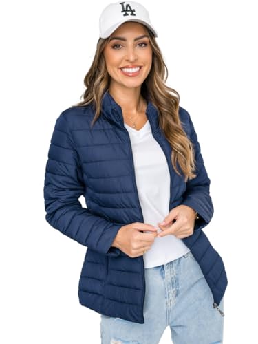 BOLF Damen Übergangsjacke Steppjacke Stehkragen Daunenjacke Reißverschluss Sportjacke Zip Wärme Freizeit Sport Basic Outdoor Casual Style 16M9109 Dunkelblau S [D4D] von BOLF