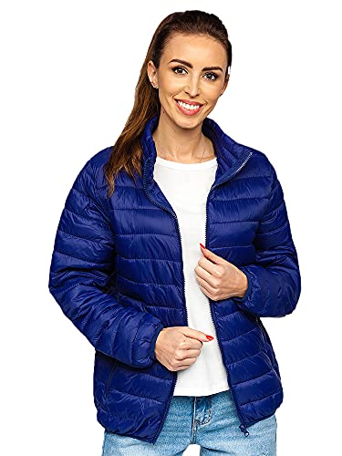 BOLF Damen Übergangsjacke Steppjacke Stehkragen Daunenjacke Reißverschluss Sportjacke Zip Wärme Freizeit Sport Basic Outdoor Casual Style 23037 Dunkelblau S [D4D] von BOLF
