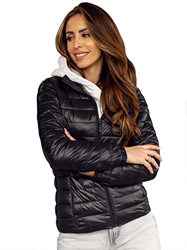 BOLF Damen Übergangsjacke Steppjacke Stehkragen Daunenjacke Reißverschluss Sportjacke Zip Wärme Freizeit Sport Basic Outdoor Casual Style 5M706 Schwarz S [D4D] von BOLF