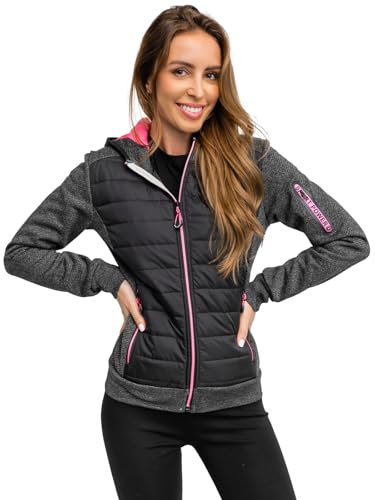 BOLF Damen Übergangsjacke Steppjacke Stehkragen Daunenjacke Reißverschluss Sportjacke Zip Wärme Freizeit Sport Basic Outdoor Casual Style KSW4001A Schwarz L [D4D] von BOLF