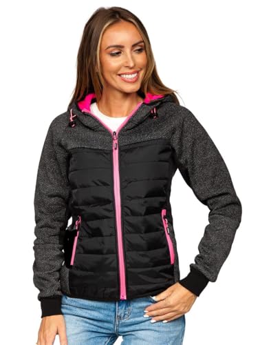 BOLF Damen Übergangsjacke Steppjacke Stehkragen Daunenjacke Reißverschluss Sportjacke Zip Wärme Freizeit Sport Basic Outdoor Casual Style KSW4002A Schwarz S [D4D] von BOLF