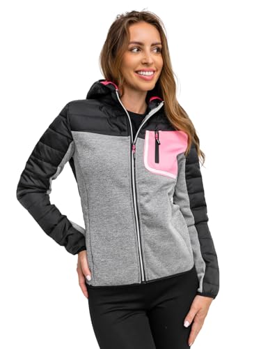 BOLF Damen Übergangsjacke Steppjacke Stehkragen Daunenjacke Reißverschluss Sportjacke Zip Wärme Freizeit Sport Basic Outdoor Casual Style KSW4006A1 Schwarz XL [D4D] von BOLF