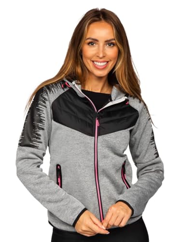 BOLF Damen Übergangsjacke Steppjacke Stehkragen Daunenjacke Reißverschluss Sportjacke Zip Wärme Freizeit Sport Basic Outdoor Casual Style KSW4007A Grau L [D4D] von BOLF