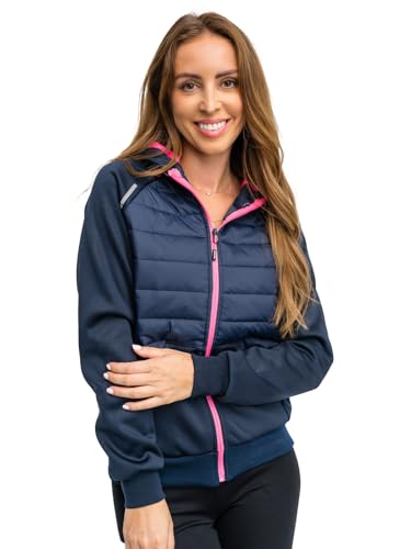 BOLF Damen Übergangsjacke Steppjacke Stehkragen Daunenjacke Reißverschluss Sportjacke Zip Wärme Freizeit Sport Basic Outdoor Casual Style KSW4009A Dunkelblau L [D4D] von BOLF