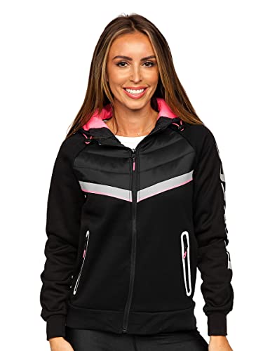 BOLF Damen Übergangsjacke Steppjacke mit Kapuze Daunenjacke Reißverschluss Sportjacke Zip Wärme Freizeit Outdoor Basic Casual Style J.STYLE KSW4012 Schwarz S [D4D] von BOLF