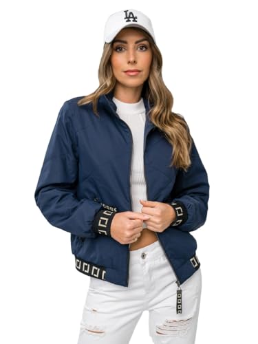 BOLF Damen Übergangsjacke Steppjacke mit Kapuze Stehkragen Daunenjacke Reißverschluss Sportjacke Zip Wärme Freizeit Sport Basic Outdoor Casual Style 5M3161 Dunkelblau XL [D4D] von BOLF