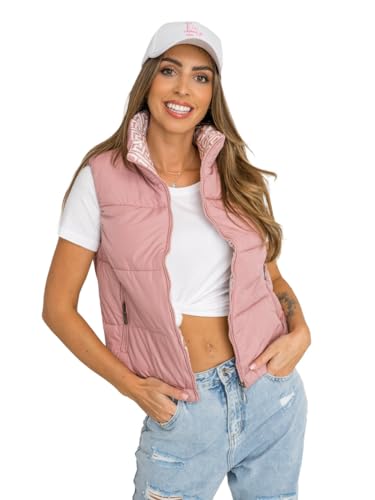 BOLF Damen Weste Bodywarmer Steppweste Daunenweste Funktionsweste Vest Ärmellose Sportweste Kapuzenweste Wärme Freizeit Outdoor Slim Fit Modellauswahl 16M9092 Puderpink L [U1U] von BOLF