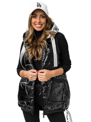 BOLF Damen Weste Bodywarmer Steppweste Daunenweste Funktionsweste Vest Ärmellose Sportweste Kapuzenweste Wärme Freizeit Outdoor Slim Fit Modellauswahl 16M9115 Schwarz S [U1U] von BOLF