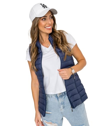 BOLF Damen Weste Bodywarmer Steppweste Daunenweste Funktionsweste Vest Ärmellose Sportweste Kapuzenweste Wärme Freizeit Outdoor Slim Fit Modellauswahl 16M9155 Dunkelblau L [U1U] von BOLF