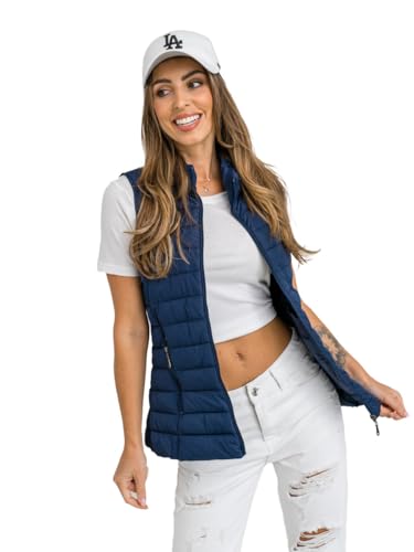 BOLF Damen Weste Bodywarmer Steppweste Daunenweste Funktionsweste Vest Ärmellose Sportweste Kapuzenweste Wärme Freizeit Outdoor Slim Fit Modellauswahl 16M9156 Dunkelblau L [U1U] von BOLF