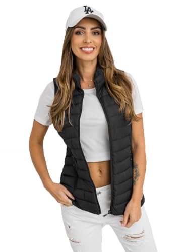 BOLF Damen Weste Bodywarmer Steppweste Daunenweste Funktionsweste Vest Ärmellose Sportweste Kapuzenweste Wärme Freizeit Outdoor Slim Fit Modellauswahl 16M9156 Schwarz S [U1U] von BOLF