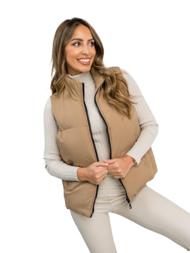 BOLF Damen Weste Bodywarmer Steppweste Daunenweste Funktionsweste Vest Ärmellose Sportweste Kapuzenweste Wärme Freizeit Outdoor Slim Fit Modellauswahl 5M3150 Braun S [U1U] von BOLF
