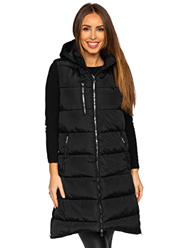 BOLF Damen Weste Bodywarmer Steppweste Daunenweste Funktionsweste Vest Ärmellose Sportweste Kapuzenweste Wärme Freizeit Outdoor Slim Fit Modellauswahl 81261 Schwarz S [U1U] von BOLF