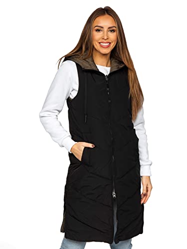 BOLF Damen Weste Bodywarmer Steppweste Daunenweste Funktionsweste Vest Ärmellose Sportweste Kapuzenweste Wärme Freizeit Outdoor Slim Fit Modellauswahl B8022 Schwarz S [U1U] von BOLF