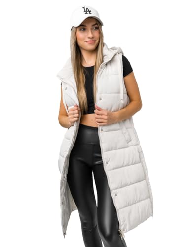 BOLF Damen Weste Bodywarmer Steppweste Daunenweste Funktionsweste Vest Ärmellose Sportweste Kapuzenweste Wärme Freizeit Outdoor Slim Fit Modellauswahl MY6315 Ecru S [U1U] von BOLF