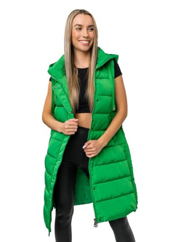 BOLF Damen Weste Bodywarmer Steppweste Daunenweste Funktionsweste Vest Ärmellose Sportweste Kapuzenweste Wärme Freizeit Outdoor Slim Fit Modellauswahl MY6315 Grün M [U1U] von BOLF