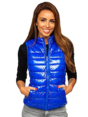 BOLF Damen Weste Stehkragen Steppweste Bodywarmer Daunenweste Reißverschluss Weste Ärmellose Sportweste Zip Wärme Freizeit Outdoor Style R0107A Blau M [U1U] von BOLF