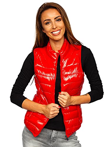 BOLF Damen Weste Stehkragen Steppweste Bodywarmer Daunenweste Reißverschluss Weste Ärmellose Sportweste Zip Wärme Freizeit Outdoor Style R0107A Rot XXL [U1U] von BOLF