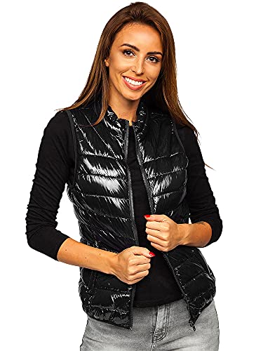 BOLF Damen Weste Stehkragen Steppweste Bodywarmer Daunenweste Reißverschluss Weste Ärmellose Sportweste Zip Wärme Freizeit Outdoor Style R0107A Schwarz XXL [U1U] von BOLF