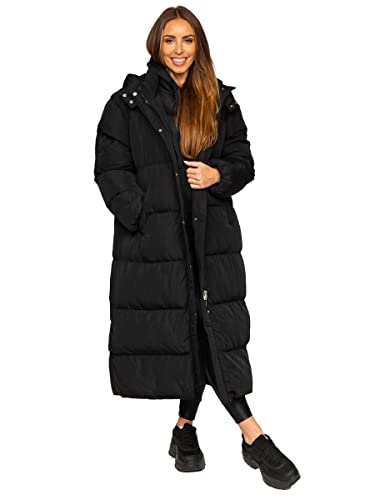 BOLF Damen Winterjacke Parka Wintermantel Lange Daunenjacke Steppjacke Kapuze Puffermantel Sportjacke Warm Freizeit Outdoor Casual Style R6702 Schwarz L [D4D] von BOLF