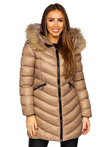 BOLF Damen Winterjacke Parka Wintermantel Lange Daunenjacke Steppjacke mit Kunstfell Kapuze Puffermantel Sportjacke Warm Freizeit Outdoor Casual Style M688 Braun L [D4D] von BOLF