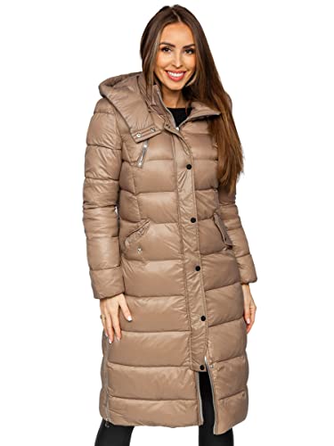 BOLF Damen Winterjacke Parka Wintermantel Lange Daunenjacke Steppjacke mit Kunstfell Kapuze Puffermantel Sportjacke Warm Freizeit Outdoor Casual Style M689 Braun XL [D4D] von BOLF