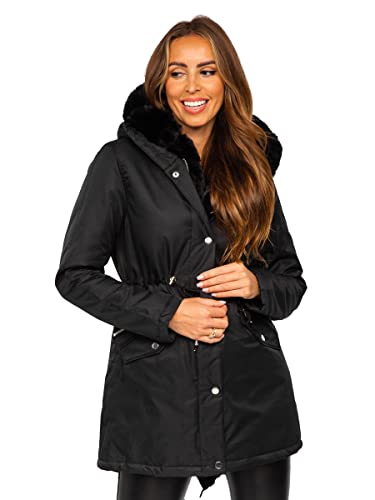 BOLF Damen Winterjacke Parka Wintermantel Lange Daunenjacke Steppjacke mit Kunstfell Kapuze Puffermantel Sportjacke Warm Gefüttert Freizeit Outdoor Casual Style 5M762 Schwarz XL [D4D] von BOLF