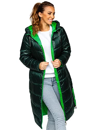 BOLF Damen Winterjacke Parka Wintermantel Lange Daunenjacke Steppjacke mit Kunstfell Kapuze Puffermantel Sportjacke Warm Gefüttert Freizeit Outdoor Casual Style J9063 Grün L [D4D] von BOLF