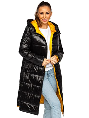 BOLF Damen Winterjacke Parka Wintermantel Lange Daunenjacke Steppjacke mit Kunstfell Kapuze Puffermantel Sportjacke Warm Gefüttert Freizeit Outdoor Casual Style J9063 Schwarz L [D4D] von BOLF