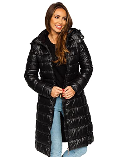 BOLF Damen Winterjacke Parka Wintermantel Lange Daunenjacke Steppjacke mit Kunstfell Kapuze Puffermantel Sportjacke Warm Gefüttert Freizeit Outdoor Casual Style MB0276 Schwarz L [D4D] von BOLF