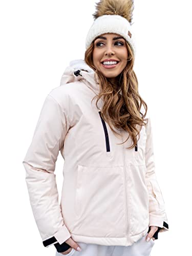 BOLF Damen Winterjacke Skijacke Snowboardjacke Schneejacke mit Kapuze Schneefang Bündchen Winddicht Wasserdicht Atmungsaktiv Outdoor Sport Style HH012 Beige L [D4D] von BOLF