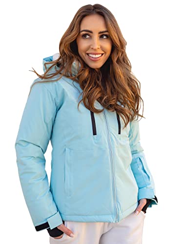 BOLF Damen Winterjacke Skijacke Snowboardjacke Schneejacke mit Kapuze Schneefang Bündchen Winddicht Wasserdicht Atmungsaktiv Outdoor Sport Style HH012 Hellblau L [D4D] von BOLF