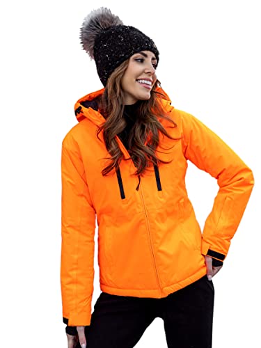 BOLF Damen Winterjacke Skijacke Snowboardjacke Schneejacke mit Kapuze Schneefang Bündchen Winddicht Wasserdicht Atmungsaktiv Outdoor Sport Style HH012 Orange M [D4D] von BOLF