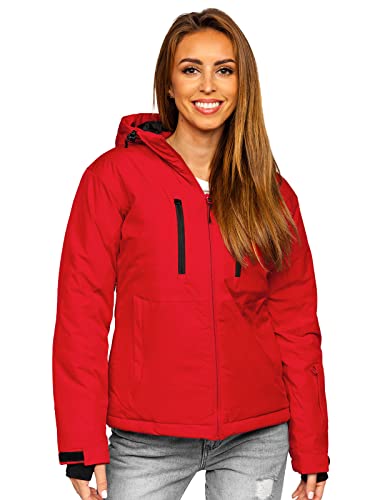 BOLF Damen Winterjacke Skijacke Snowboardjacke Schneejacke mit Kapuze Schneefang Bündchen Winddicht Wasserdicht Atmungsaktiv Outdoor Sport Style HH012 Rot L [D4D] von BOLF