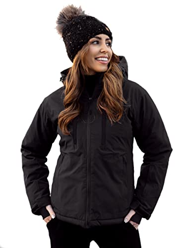 BOLF Damen Winterjacke Skijacke Snowboardjacke Schneejacke mit Kapuze Schneefang Bündchen Winddicht Wasserdicht Atmungsaktiv Outdoor Sport Style HH012 Schwarz XL [D4D] von BOLF