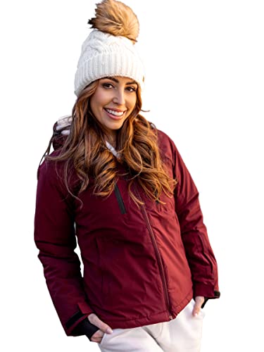 BOLF Damen Winterjacke Skijacke Snowboardjacke Schneejacke mit Kapuze Schneefang Bündchen Winddicht Wasserdicht Atmungsaktiv Outdoor Sport Style HH012 Weinrot XL [D4D] von BOLF