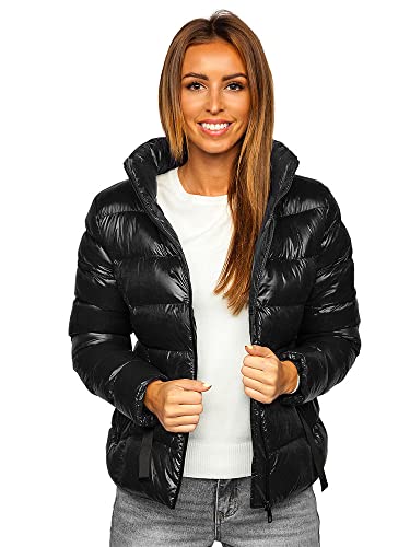 BOLF Damen Winterjacke Steppjacke Stehkragen Daunenjacke Reißverschluss Sportjacke Zip Wärme Freizeit Sport Basic Outdoor Casual Style 23061 Schwarz XL [D4D] von BOLF