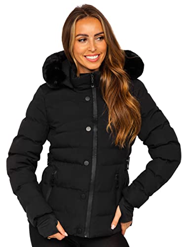 BOLF Damen Winterjacke Steppjacke Stehkragen Daunenjacke Reißverschluss Sportjacke Zip Wärme Freizeit Sport Basic Outdoor Casual Style 5M770 Schwarz XL [D4D] von BOLF
