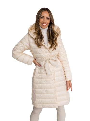 BOLF Damen Wintermantel Winterjacke Mantel Steppjacke Daunenjacke Outdoorjacke Wärme Pufferjacke Leichte Reißverschluss Stehkragen Kapuze Zip Freizeit Sport Basic Casual 5M3159 Beige L [D4D] von BOLF